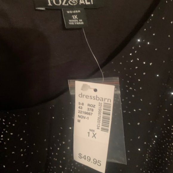 NWT Roz & Ali Black Sparkle Top 1X - Picture 2 of 4